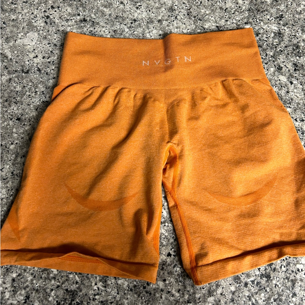 Sunset orange NVGTN contour seamless shorts